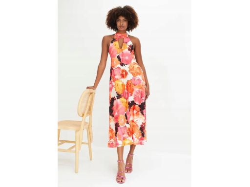 B.P.C maxi sukienka wiązana odkryte plecy wielokolorowa r.44/46