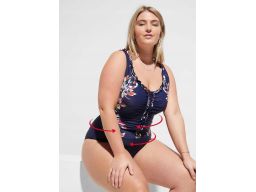 B.P.C kostium kąpielowy granatowy w kwiaty r.44