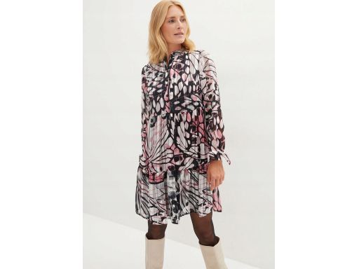 B.P.C sukienka plisowana szyfonowa motyl ze srebrną nitką r.46