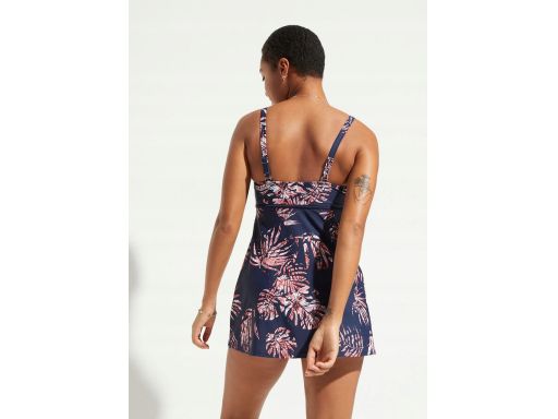 B.P.C długie tankini granatowe w kolorowe liście i figi w komplecie r.