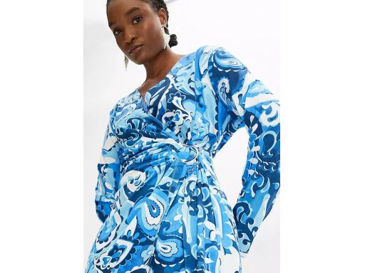 B.P.C sukienka kopertowa niebieska we wzór 36/38.