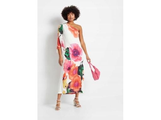 B.P.C długa sukienka wzorzysta na jedno ramię r.36/38