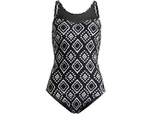 B.P.C kostium jednoczęściowy czarny w białe wzory z siateczką ^36