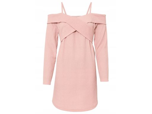 AD6827 bluzka różowa odkryte ramiona długa 36/38.