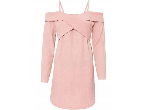 AD6827 bluzka różowa odkryte ramiona długa 36/38.