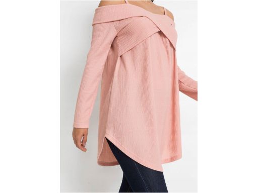 AD6827 bluzka różowa odkryte ramiona długa 36/38.