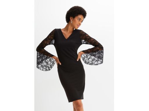 B.P.C sukienka czarna z koronkowymi rękawami r.36/38