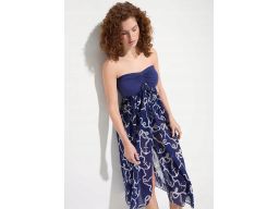B.P.C sukienka szyfonowa plażowa bandeau granatowa w kotwice 40.