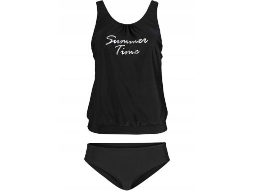 B.P.C czarne tankini z nadrukiem srebrnym r.40