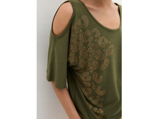 B.P.C bluzka odkryte ramiona zielona z dżetami ^48/50