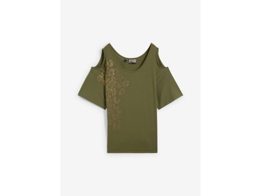 B.P.C bluzka odkryte ramiona zielona z dżetami ^48/50