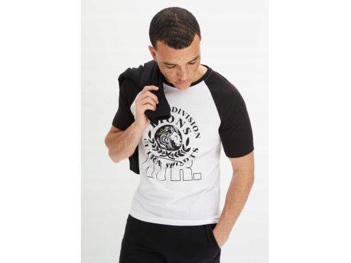 B.P.C t-shirt męski bawełniany biały z czarnym nadrukiem ^60/62, XXL