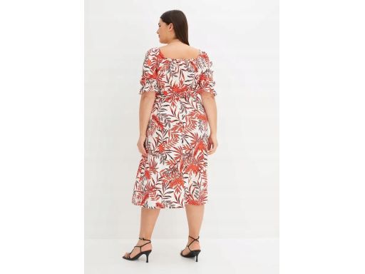 B.P.C sukienka midi z wiskozy we wzory liście r.40/42