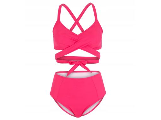B.P.C bikini bustier wiązane różowe z figami r.38
