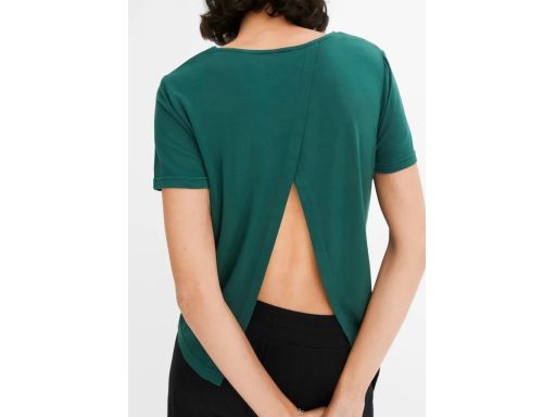 B.P.C t-shirt damski butelkowa zieleń odkryte plecy ^52/54