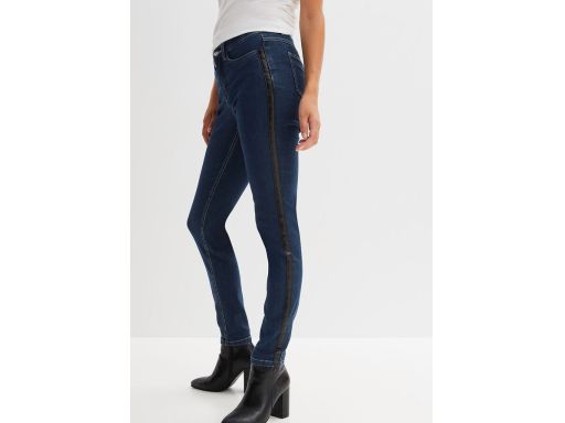 B.P.C ciemne jeansy z lampasem z eko skóry 36.