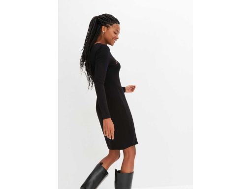 B.P.C sukienka wiskozowa czarna z haftkami ^40/42