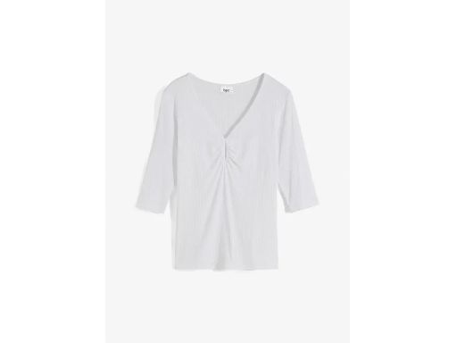 B.P.C bluzka biała prażkowana z wycięciem przy dekolcie r.52/54