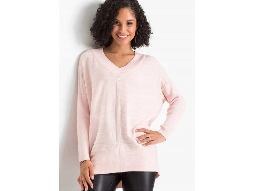 B.P.C jasnoróżowy sweterek oversize z dłuższym tyłem prążkowany r.36/3