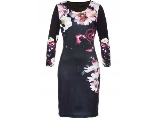 B.P.C sukienka czarna w kwiaty ^36/38