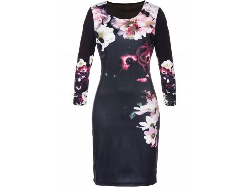 B.P.C sukienka czarna w kwiaty ^36/38