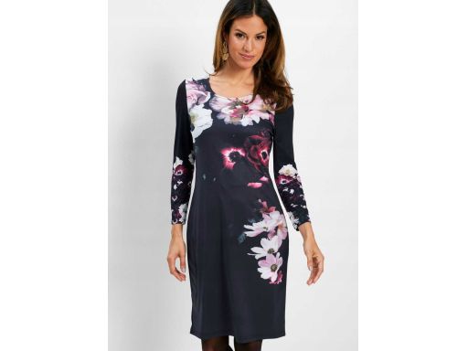 B.P.C sukienka czarna w kwiaty ^36/38