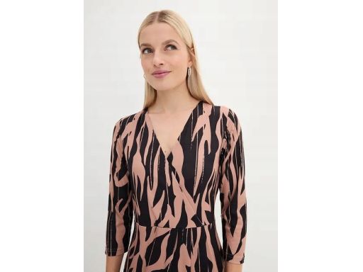 B.P.C wzorzysta sukienka midi brązowo-czarna r.40/42