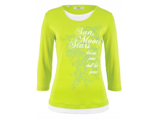 B.P.C bluzka 2w1 limonkowa z nadrukiem 48/50.