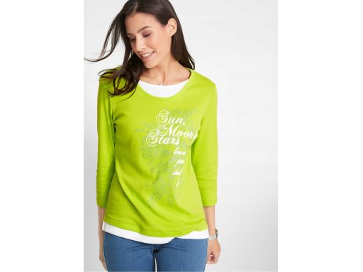 B.P.C bluzka 2w1 limonkowa z nadrukiem 48/50.