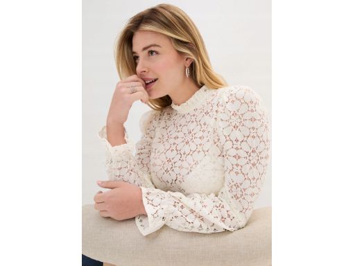 B.P.C damska bluzka koronkowa w stylu ludowym ecru 54.