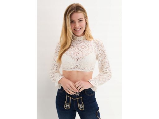 B.P.C damska bluzka koronkowa w stylu ludowym ecru 54.