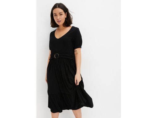 B.P.C sukienka midi ze sprzączką czarna dżersejowa 40/42.