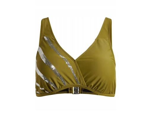 B.P.C biustonosz bikini oliwkowy ze srebrnymi cekinami 85B.