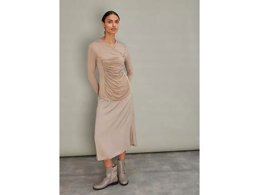 B.P.C beżowa bluzka z wiskozy z marszczeniem 48/50.