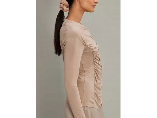 B.P.C beżowa bluzka z wiskozy z marszczeniem 48/50.