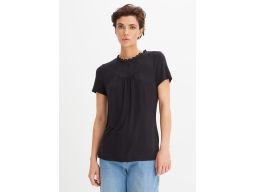 B.P.C t-shirt damski z wiskozy czarny ażurowy haft ^40/42