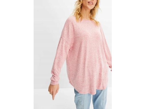 B.P.C dzianinowa bluzka z wiązaniem różowy melanż 36/38.