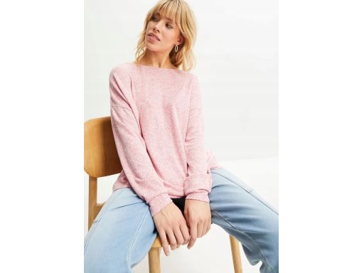 B.P.C dzianinowa bluzka z wiązaniem różowy melanż 36/38.