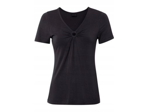 B.P.C t-shirt czarny z metalowym kółeczkiem przy dekolcie 36/38.