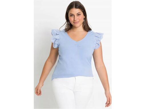 B.P.C Bluzka niebieska z ażurowymi rękawkami ^36/38