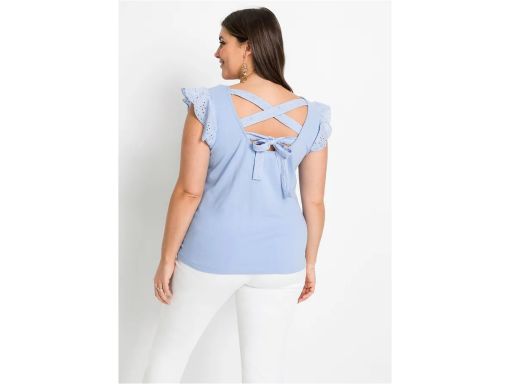 B.P.C Bluzka niebieska z ażurowymi rękawkami ^36/38