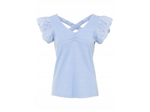 B.P.C Bluzka niebieska z ażurowymi rękawkami ^36/38