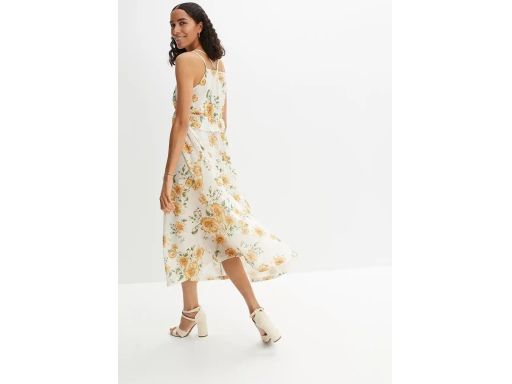 B.P.C długa sukienka ecru w kwiaty ^40/42