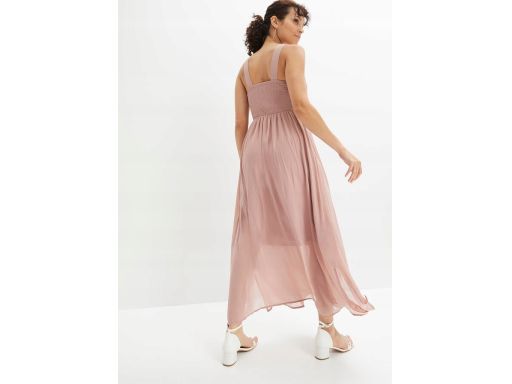 B.P.C długa sukienka szyfonowa z aplikacją brudny pudrowy róż ^40