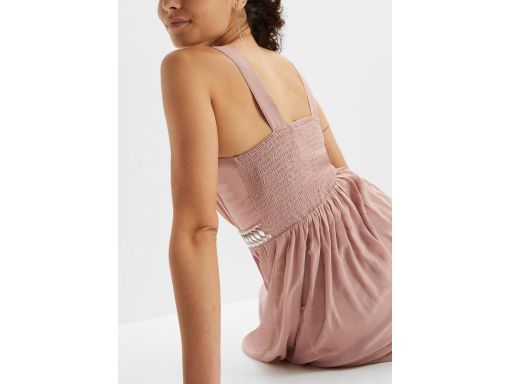 B.P.C długa sukienka szyfonowa z aplikacją brudny pudrowy róż ^40