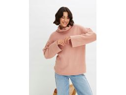 B.P.C różowy sweter z szerokim golfem i rękawami ^32/34