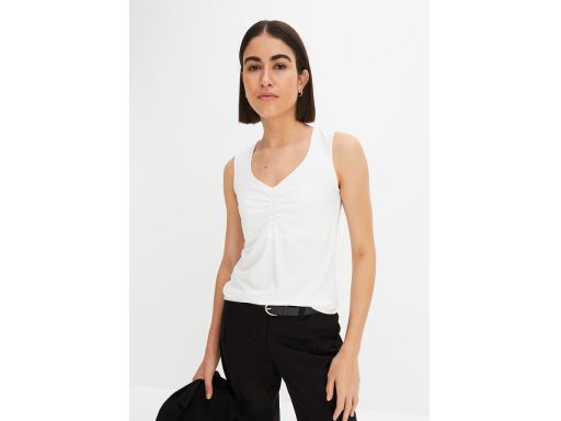 B.P.C top śmietankowy z marszczeniem 48/50.