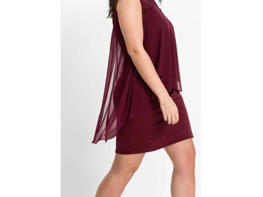 B.P.C sukienka dżersejowa ołówkowa z szyfonową wierzchnią warstwą ^36/