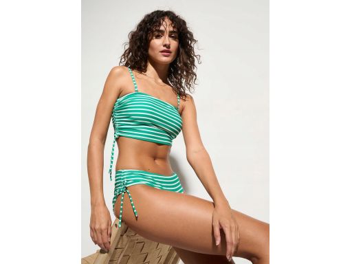 B.P.C bikini krótki top + figi zielono-białe w paski 46.