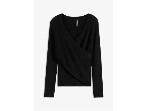 B.P.C sweter czarny z efektem założenia kopertowego ^40/42